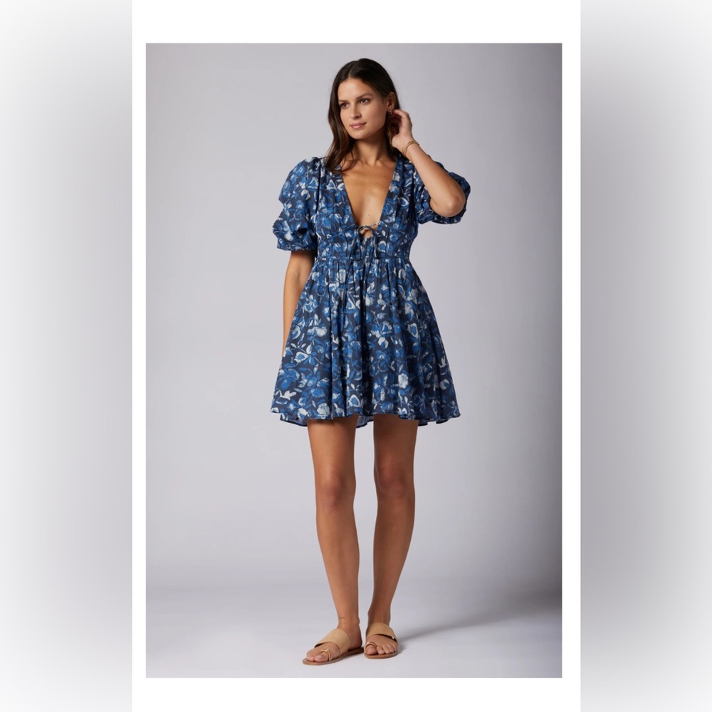 Joie Lucia Mini Cotton Dress - Navy Blazer Multi Blue / 4